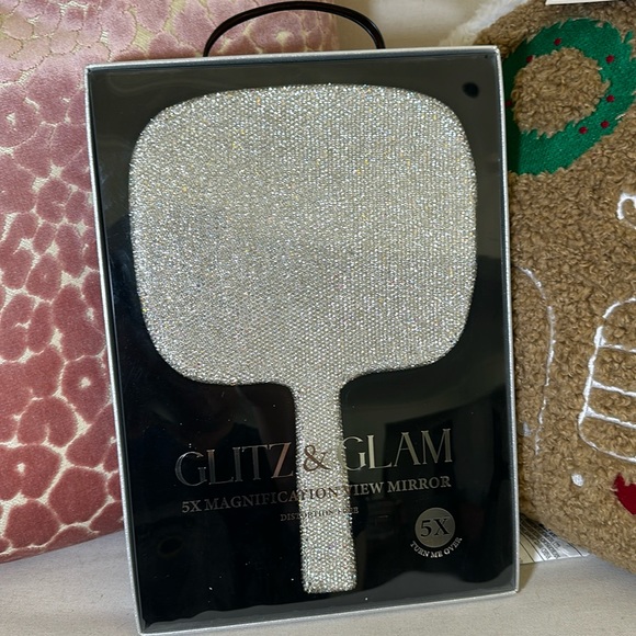 Glitz & Glam 5X magnifying view mirror bling hand held Christmas gift holiday - Picture 1 of 6